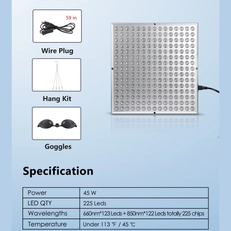 LED Red Light Therapy Panel Lamp